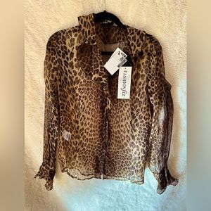 Love Moschino Leopard Print Blouse Size 10